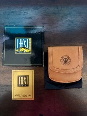 TAXI Leather Compact Pouch in Tan Wallet NIB